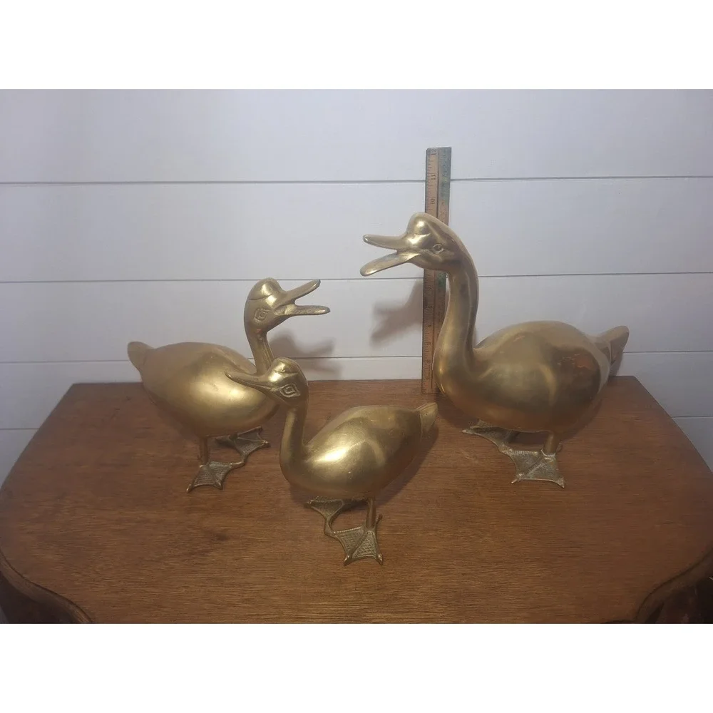 Vintage large brass duck/ geese figurines